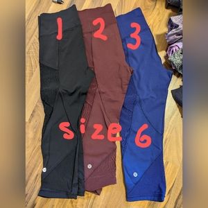 Lululemon crops and leggings lot size 6